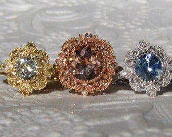 Custom Design: Filigree Engagement Ring Mount with Milgrain Bezel