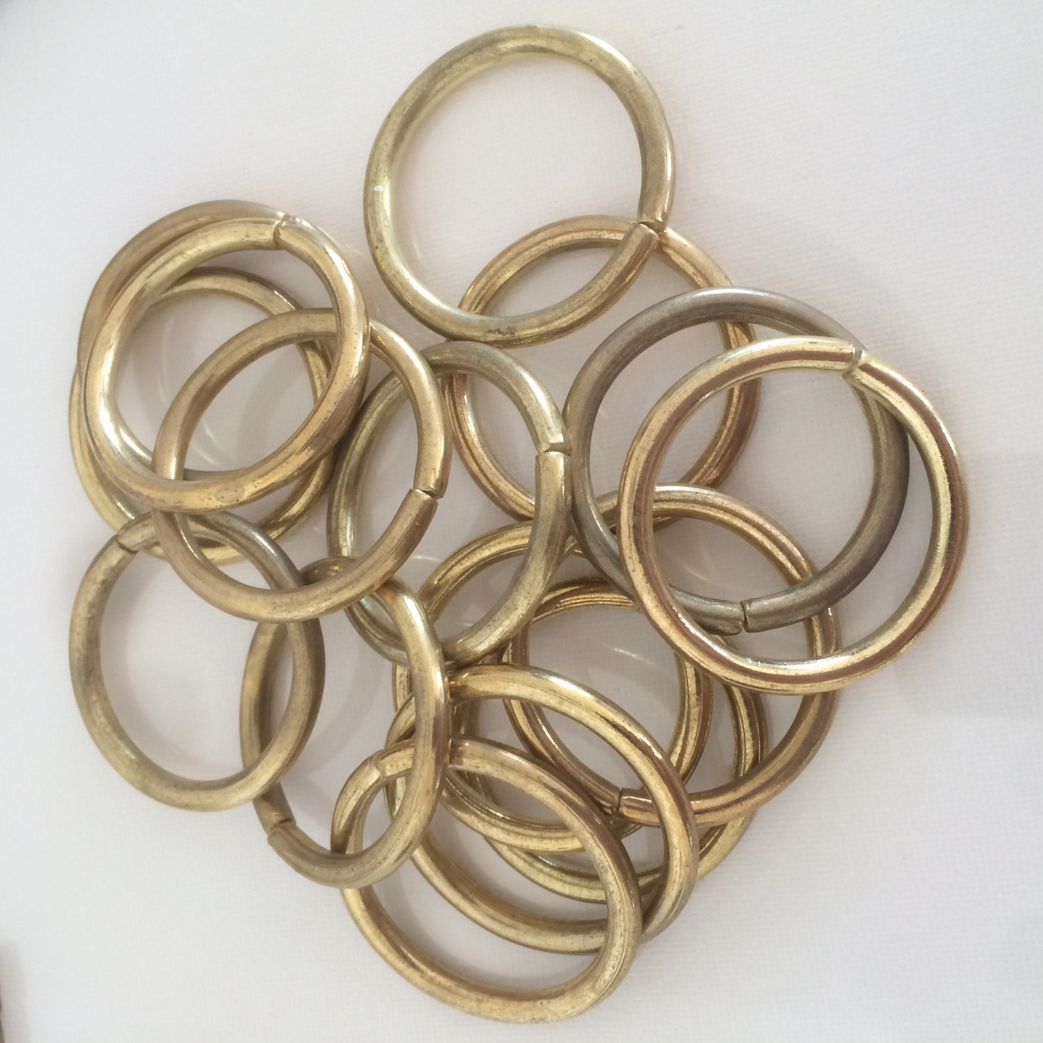 Lot of 16 GoldBrass 40mm ORings for Leather by Hidesandthreads