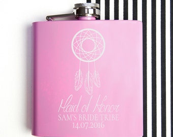 Welcome To The Bride Tribe Personalised Hip Flask - Will You Be My - Thank You Gift - Bridesmaid Gift - Bride Tribe Gift - FREE UK DELIVERY
