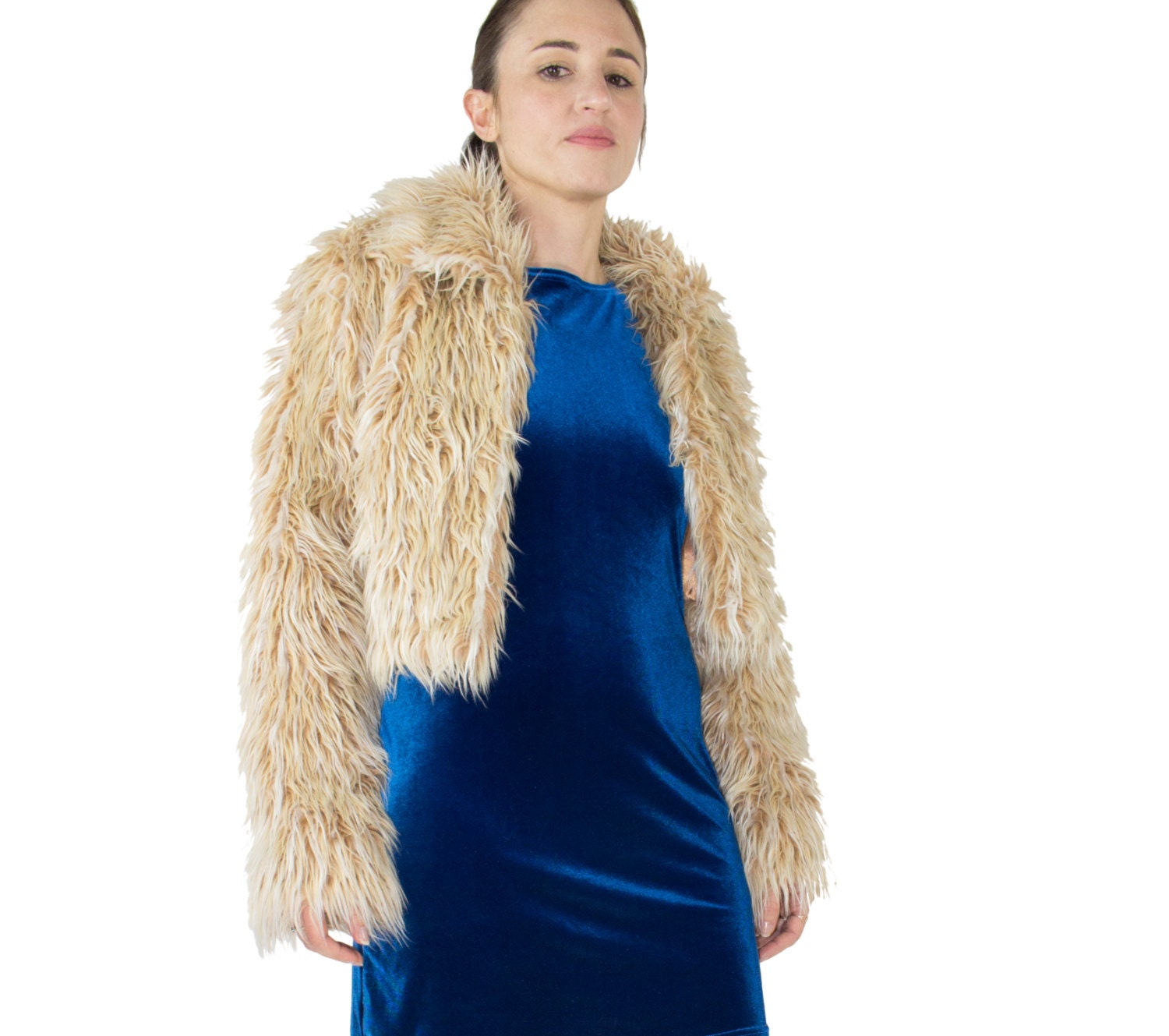 90s Vintage Bebe Shaggy Faux Fur Crop Coat 90s Vintage Bebe Shaggy Faux Fur Crop Coat