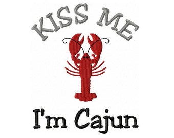 Kiss Me I'm Cajun Embroidery Design 4x4 -INSTANT DOWNLOAD-