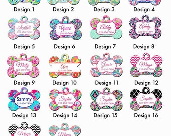 Custom Personalized Dog Tag. Lilly Pulitzer Inspired Dog Tag. Personalized Pet ID Tag. Lily Pulitzer Inspired Dog Tag