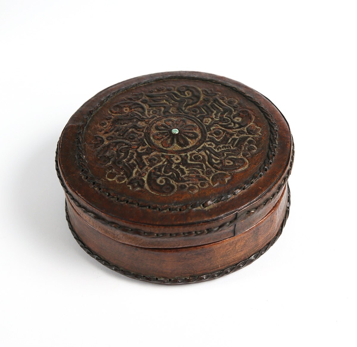 Old Leather Jewelry Box Vintage Tooled Leather Old Dark