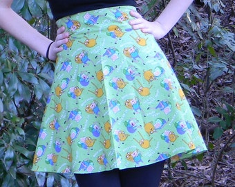 High Waist Adventure Time Circle Skirt (Custom Size)