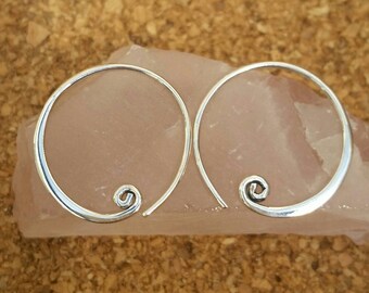 Handmade in Bali,Small Sterling Silver Curled Hoop Earring Finding,Silver Hoop Earring,Bali Silver Curled Earring Hoop, Silver Hoop Earrings