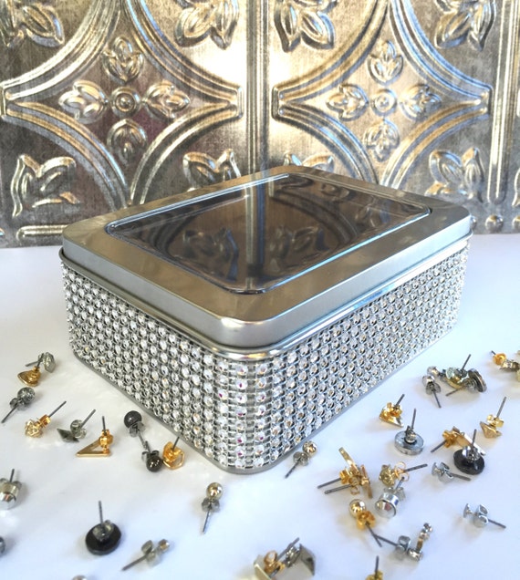 Tin Jewelry Box Dazzled by NeverLostEarrings on Etsy