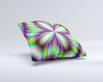 The Neon Tie-Dye Flower ink-Fuzed Decorative Throw Pillow