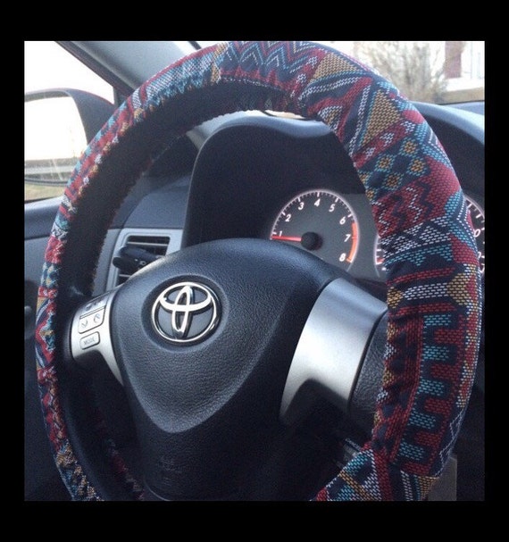 Red Aztec tribal Print Steering Wheel Cover by KelseysCovers