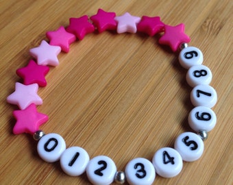 Phone Number ID Bracelet - emergency - find me fast - Stars Choose Your Own
