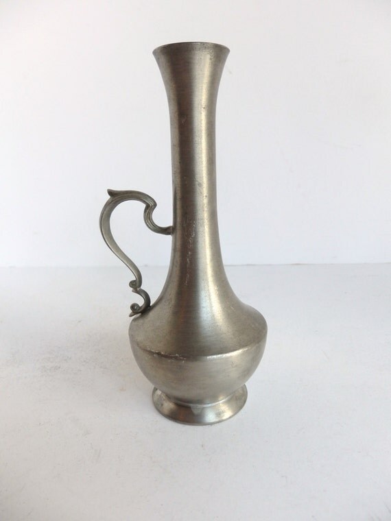 Vintage Pewter Bud Vase. Small Metal Vase