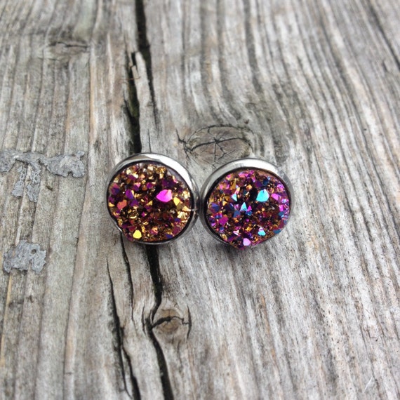 druzy post earrings