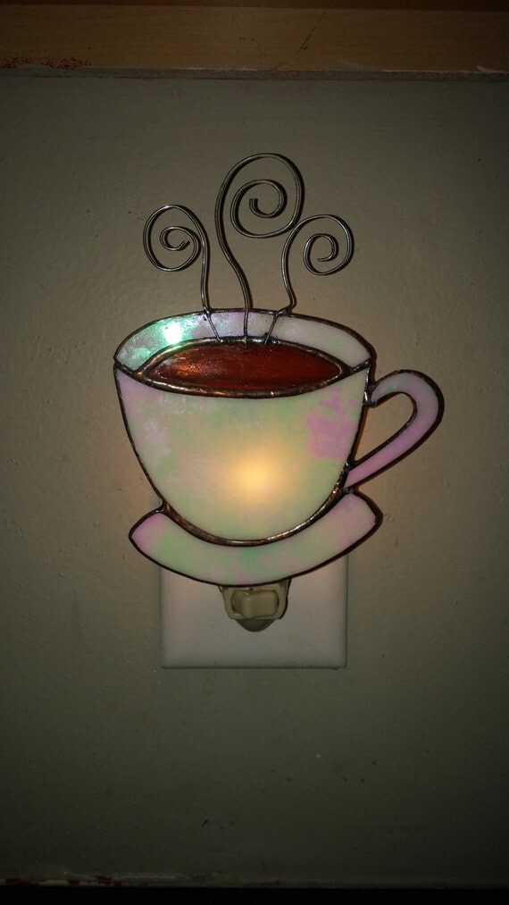 stained glass coffee cup night light stained glass coffee cup night light