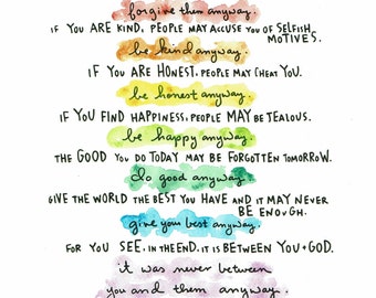 11x14 print of mother teresa do it anyway poem