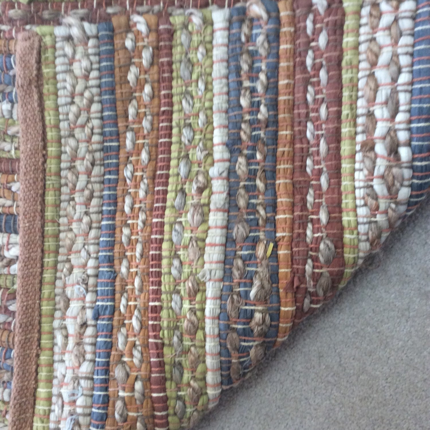 Handwoven Jute Rug Indoor Outdoor Area Rugs Blue Gray Hemp