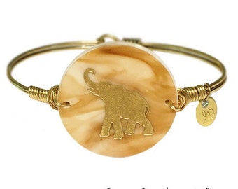 Elephant Bracelet | Boho Chic Elephant | Wire Wrap Jewelry | Engraved Acrylic