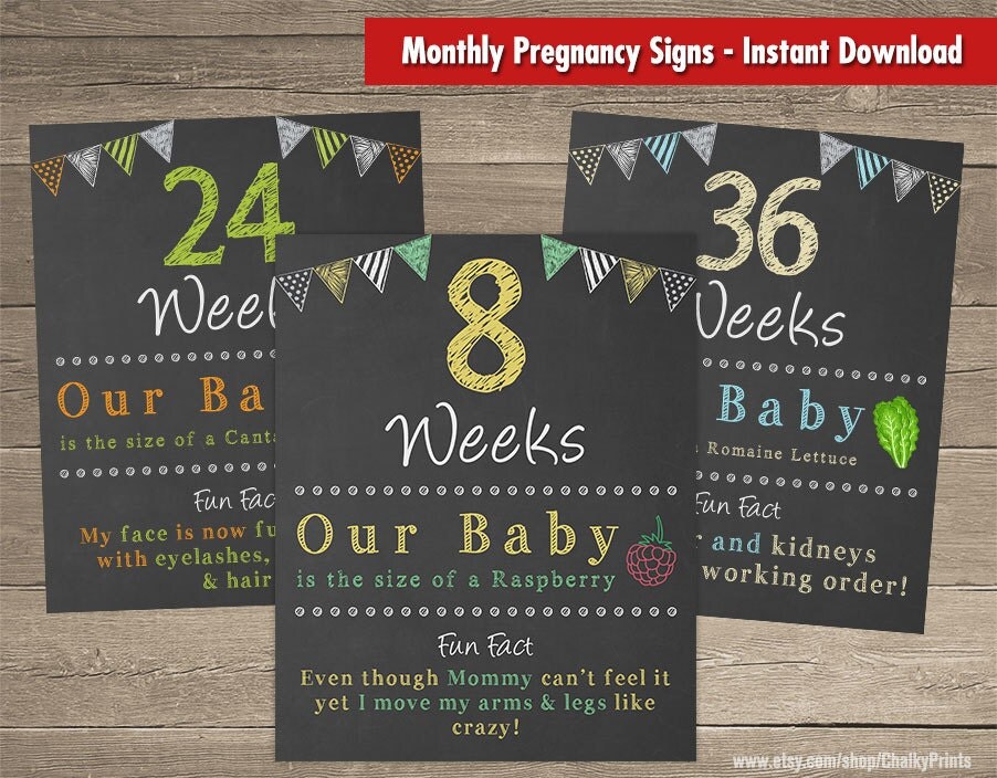 Printable Monthly Pregnancy Countdown Pregnancy Chalkboard