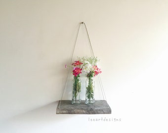 Hanging Pallet Shelf, Rustic Decor, Beach Decor, Reclaimed Wood, Furniture, Book Shelf, Floating Shelf, Swing Shelf, Industrial Shelf