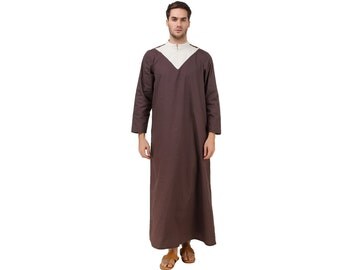 MyBatua Charcoal Cotton Fancy Galabiyya,hajj wear, Arab style Thobe, Dishdash, Daffah, Muslim Thobe, Islamic clothing, Men's attire GM-038
