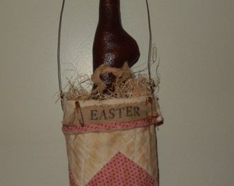 Bunny in a Quilt Bag Door Hanger - READY TO SHIP