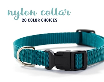 Simple Nylon Collar // 20 Colors // Size XS-L // Choose Your Color // Solid Color Dog Collar