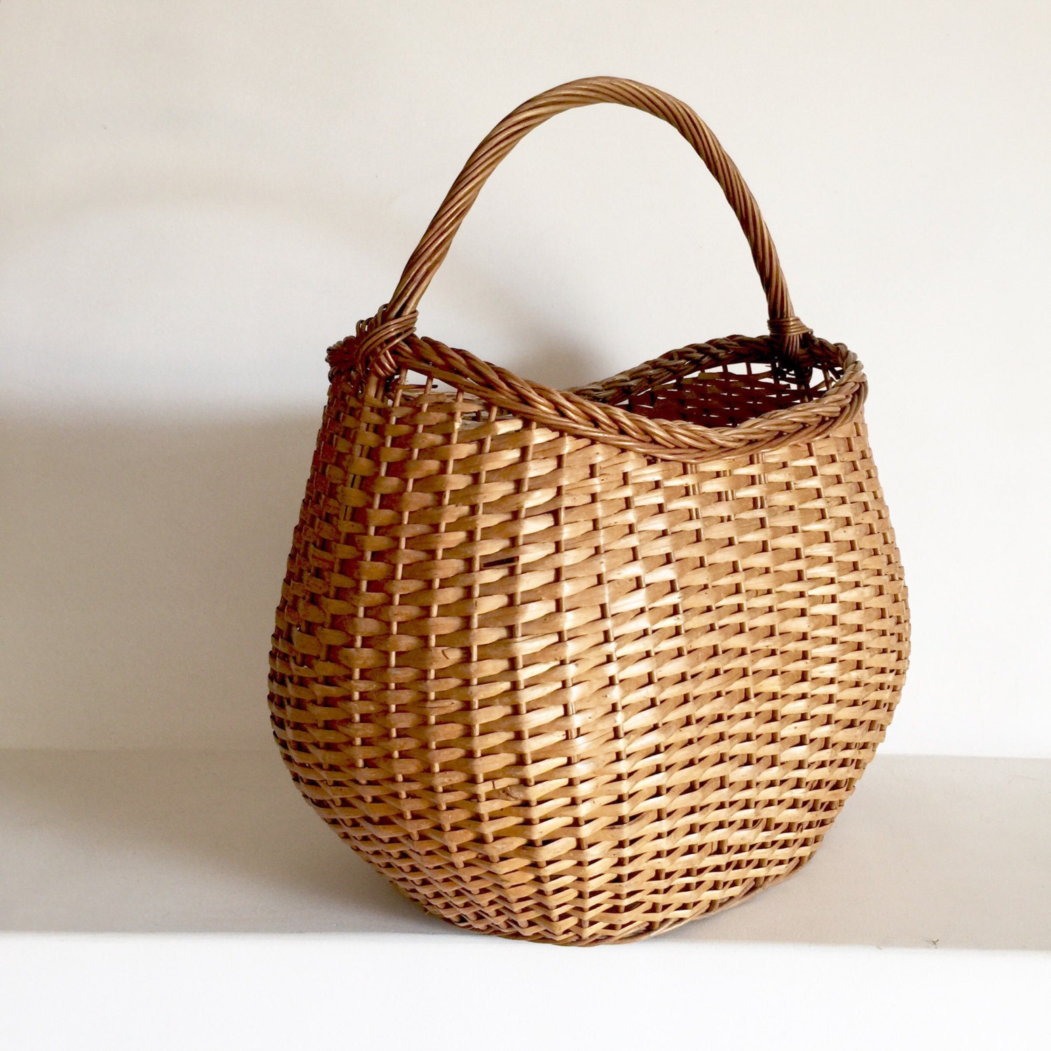 French Vintage Basket Gathering Basket Wicker Basket Purse Basket Market Basket Unique