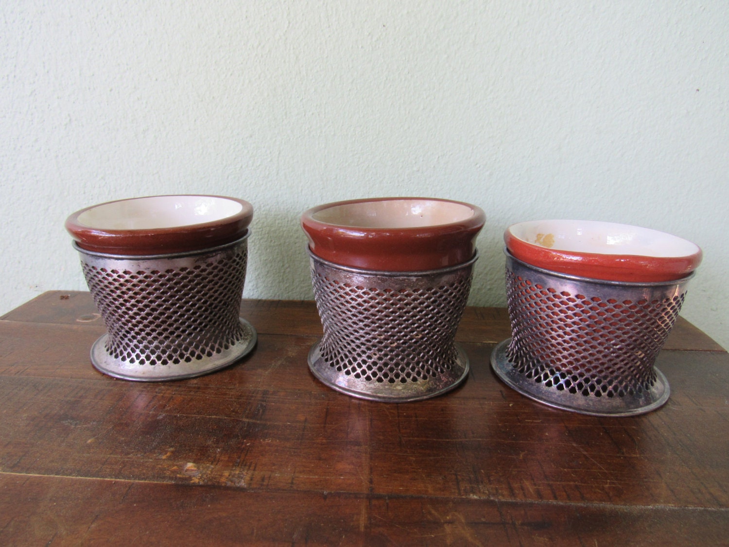 Custard cups antique custard cups with metal holders set of