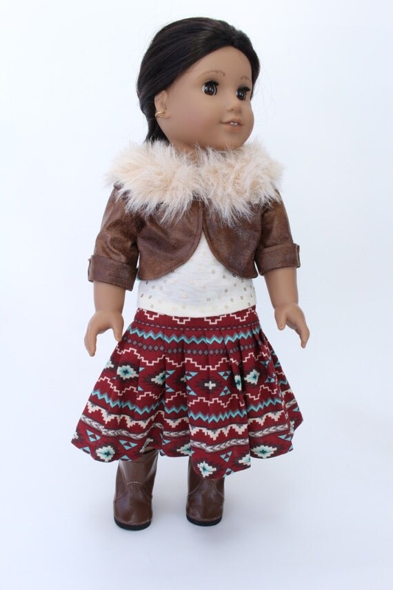 American Girl doll clothes Winter warm. Fur collar jacket