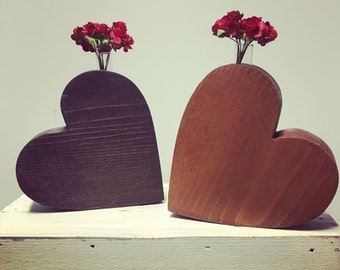 Wood Heart vase, wooden heart, wooden heart vase, heart shaped wood vase, carved wood heart, wedding centerpiece, heart decor, wedding gift