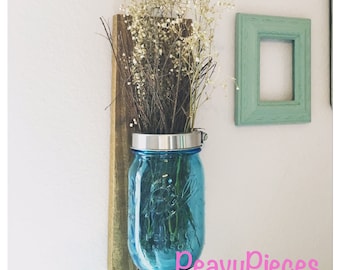 Mason jar vase, wall mount mason jar, mason jar decor, mason jar wall mount, farm house decor, rustic decor, mason jar sconce, gallery wall