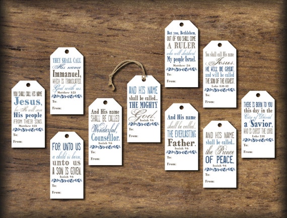 christmas gift tags names of jesus instant download