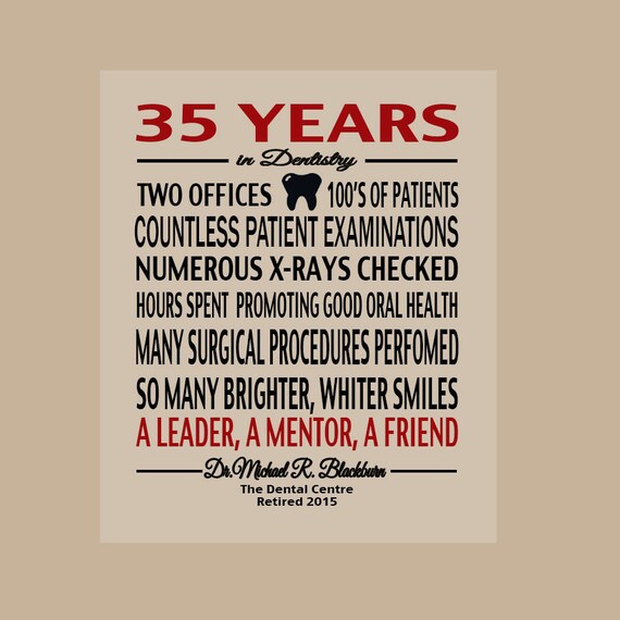 Personalized Dentist Retirement Art Dentist Retirement Gift