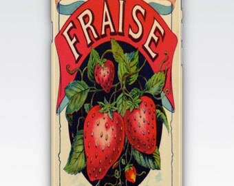 iPhone 6s Case, iPhone 6 Plus Case, iPhone 5s Case, iPhone SE Case, iPhone 5c Case, iPhone 7 case - Fraise Strawberries Vintage French Ad