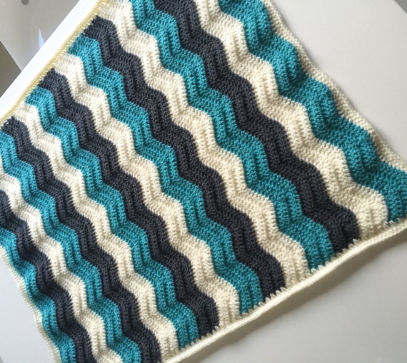 Ready to Ship Baby Crochet Blanket Baby Ripple Blanket