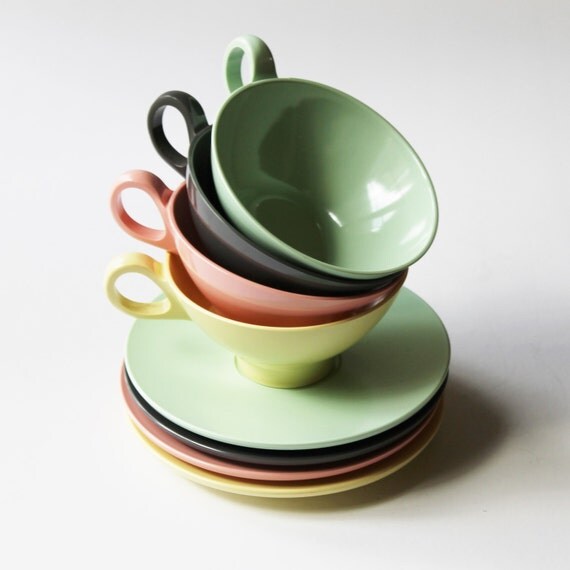 Reserved for Anne: Vintage Boontonware plastic cup and saucer