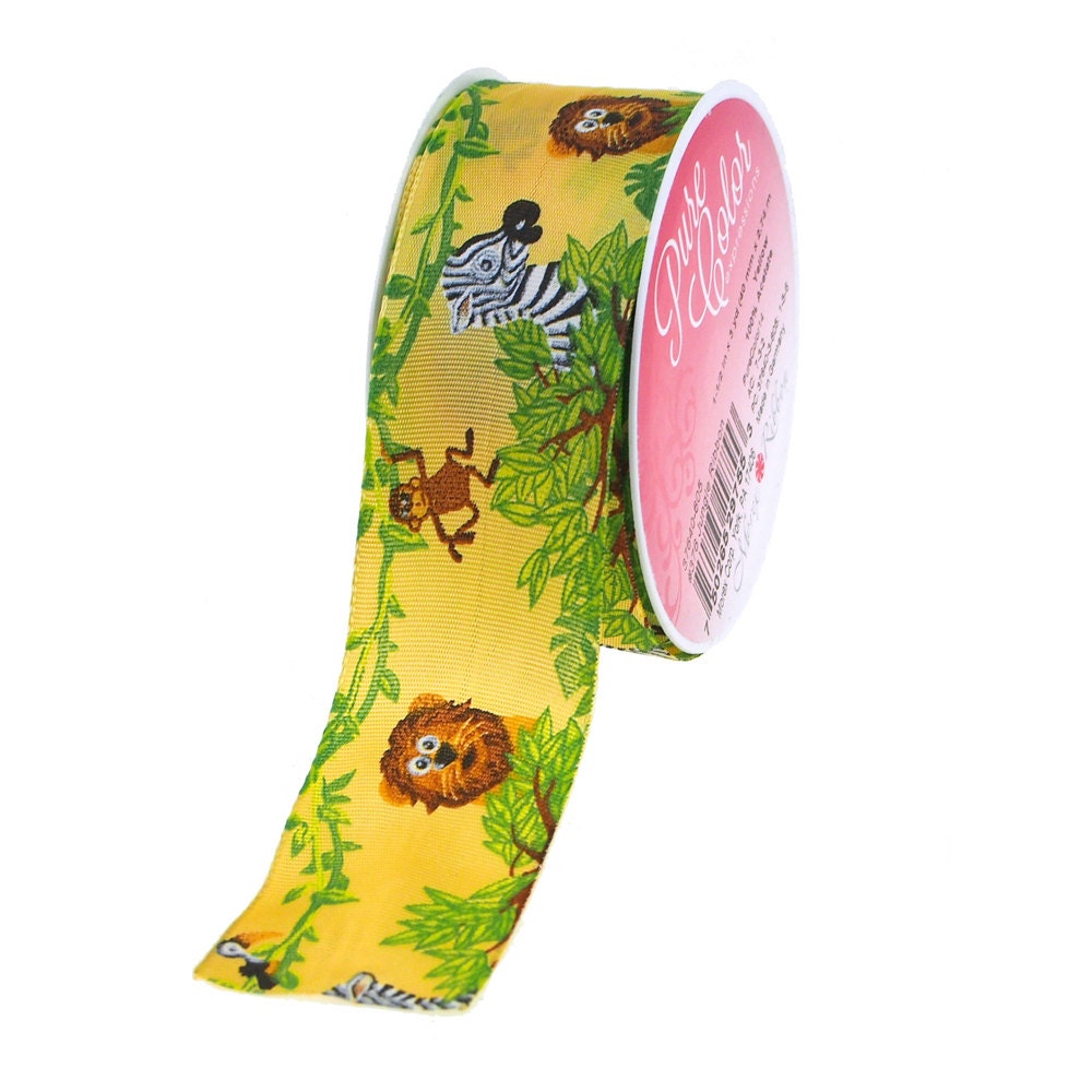 Jungle Animals Grosgrain Ribbon Wired Edge 11/2Inch 3