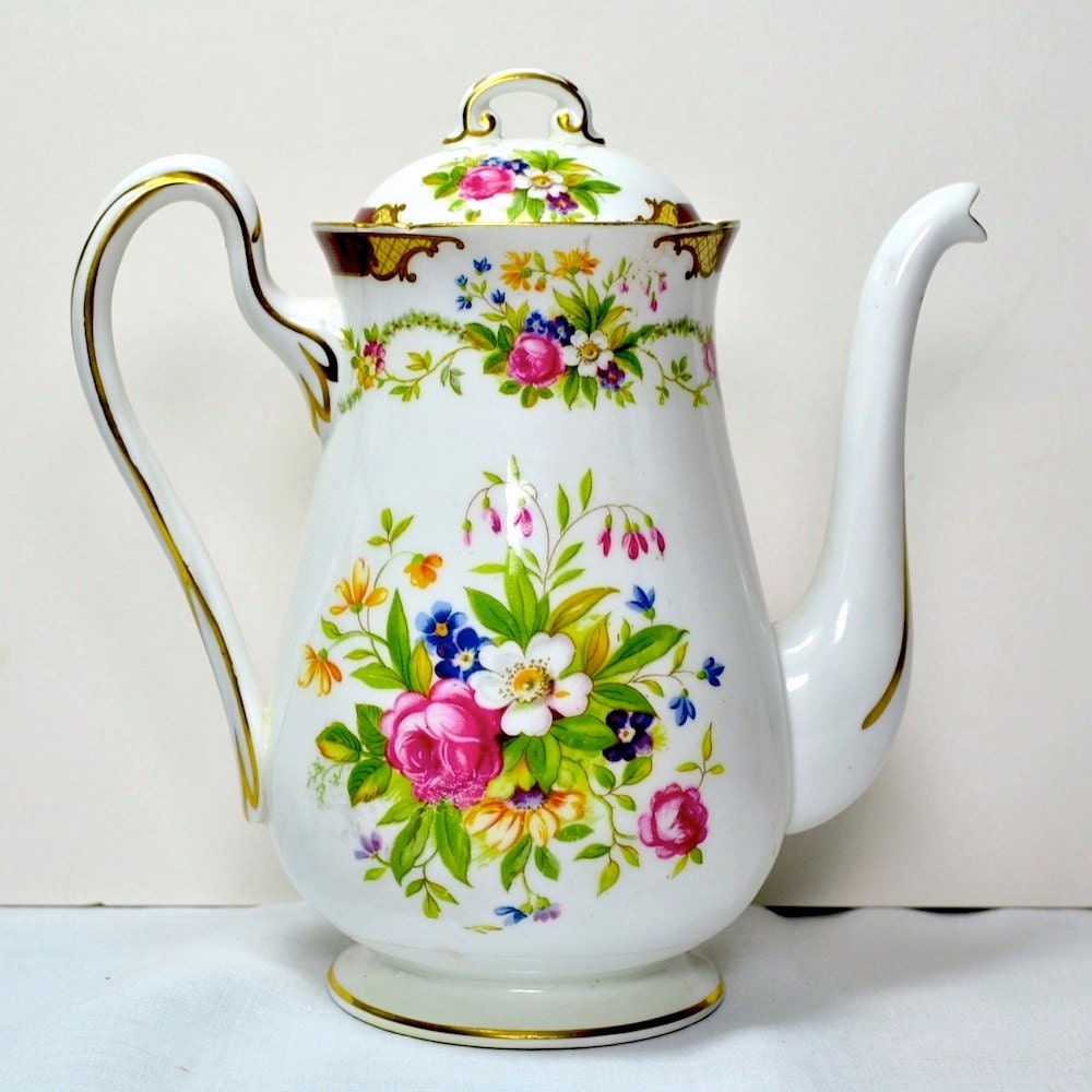 Shelley China Teapot Dubarry Maroon English Bone China
