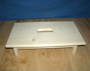 wood step stool, wooden step stool 4" with hand hole, Rustic wooden step stool unfinished pine, wooden bench, step stool, kids step stool,