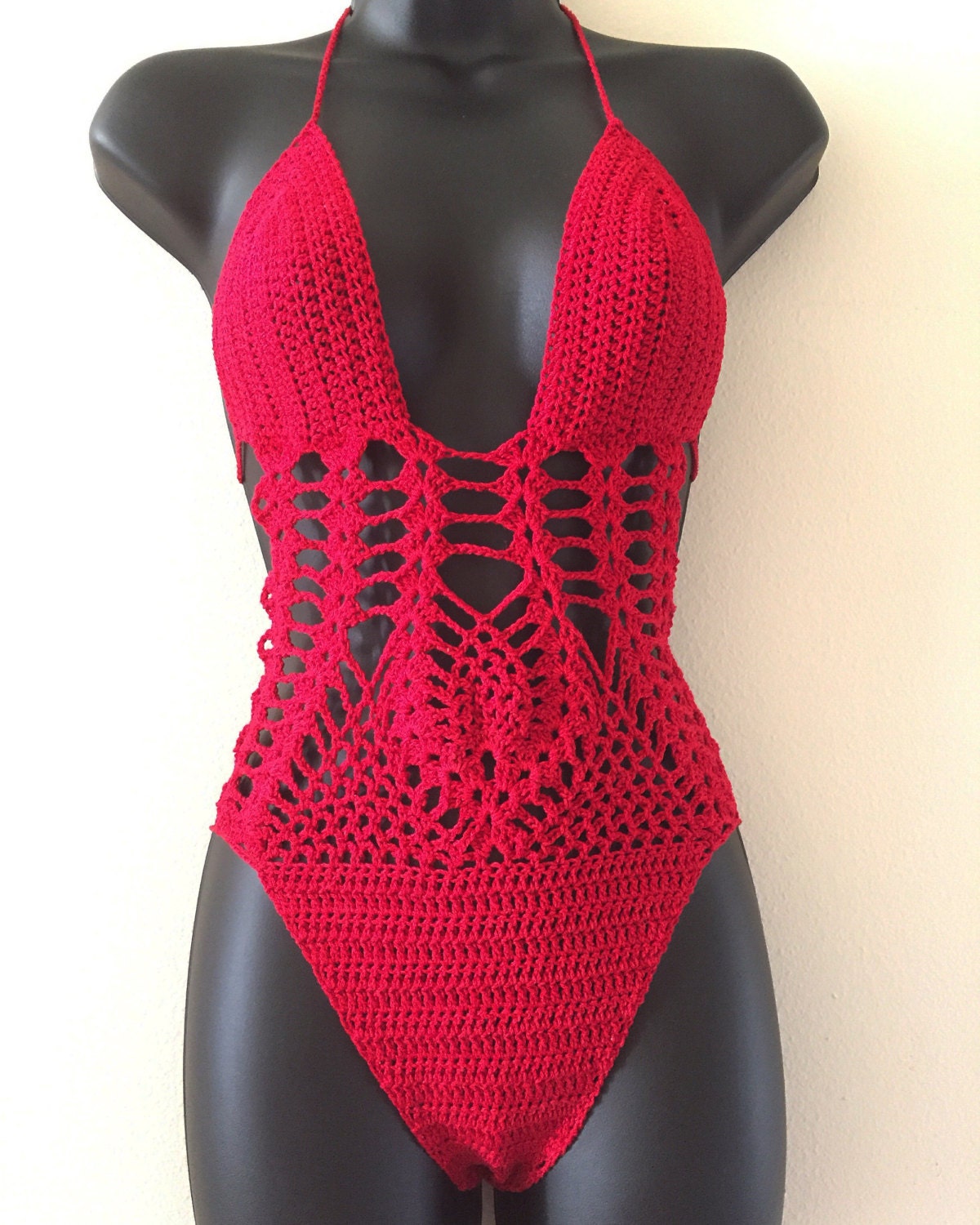 Crochet Monokini Bathing Suit/Red bathing suit/Bathing
