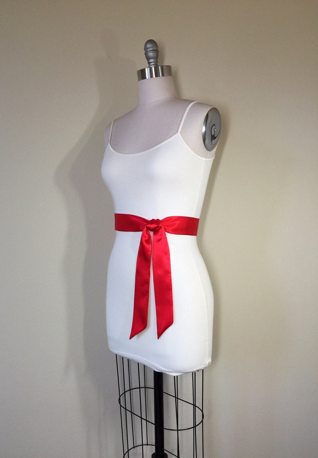 Narrow Red Sash, Red Satin Sash Bridesmaid Sash, Red Wedding Dress Sash, Bridal Sash, Bright Red