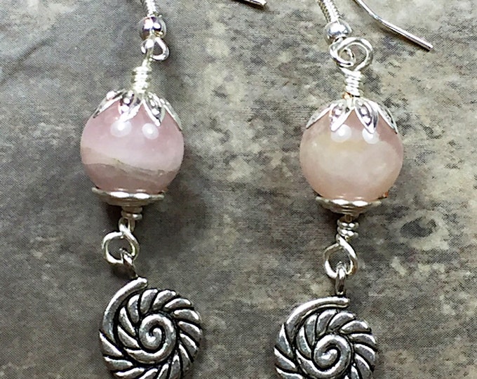 Pink Quartz earrings, Light Pink Earrings, Rose Quartz earrings, Hyaline Quartz earrings, healing drop earrings rose Quartz jewelry