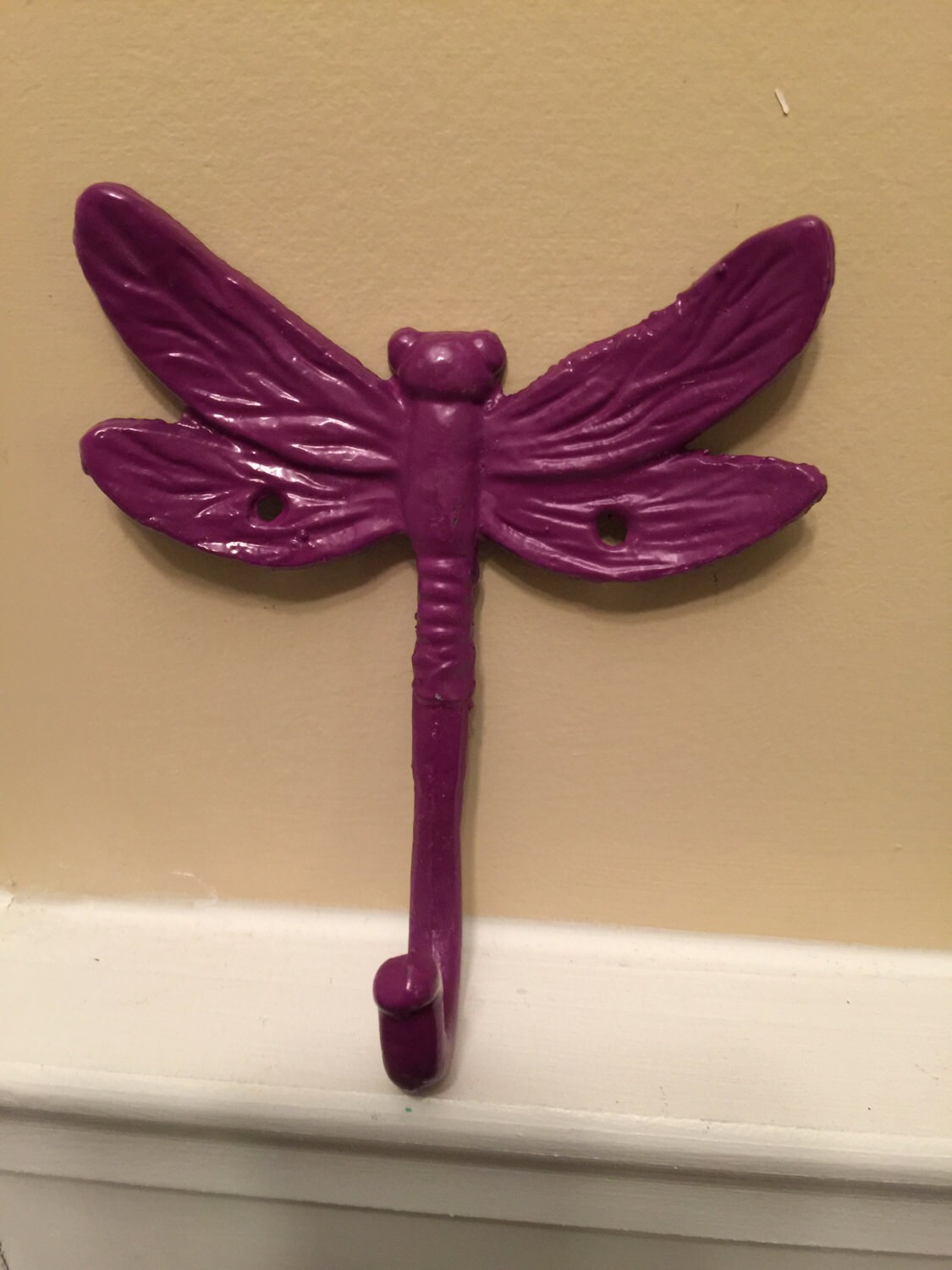 Dragonfly Hook Cast Iron Dragonfly Dragonfly Hanger Purple