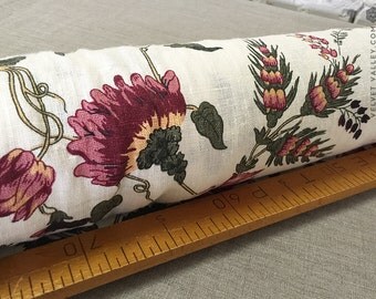 Softened Linen Floral Linen Fabric - Light Milk White Linen for Bedspreads, Curtains- Dense Thick Linen-Medium Weight Linen