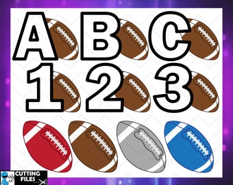 America Football ball alphabet - Cutting files Svg Eps Png Jpg Vinyl cut Design files Instant Download Personal Commercial use (00023c)