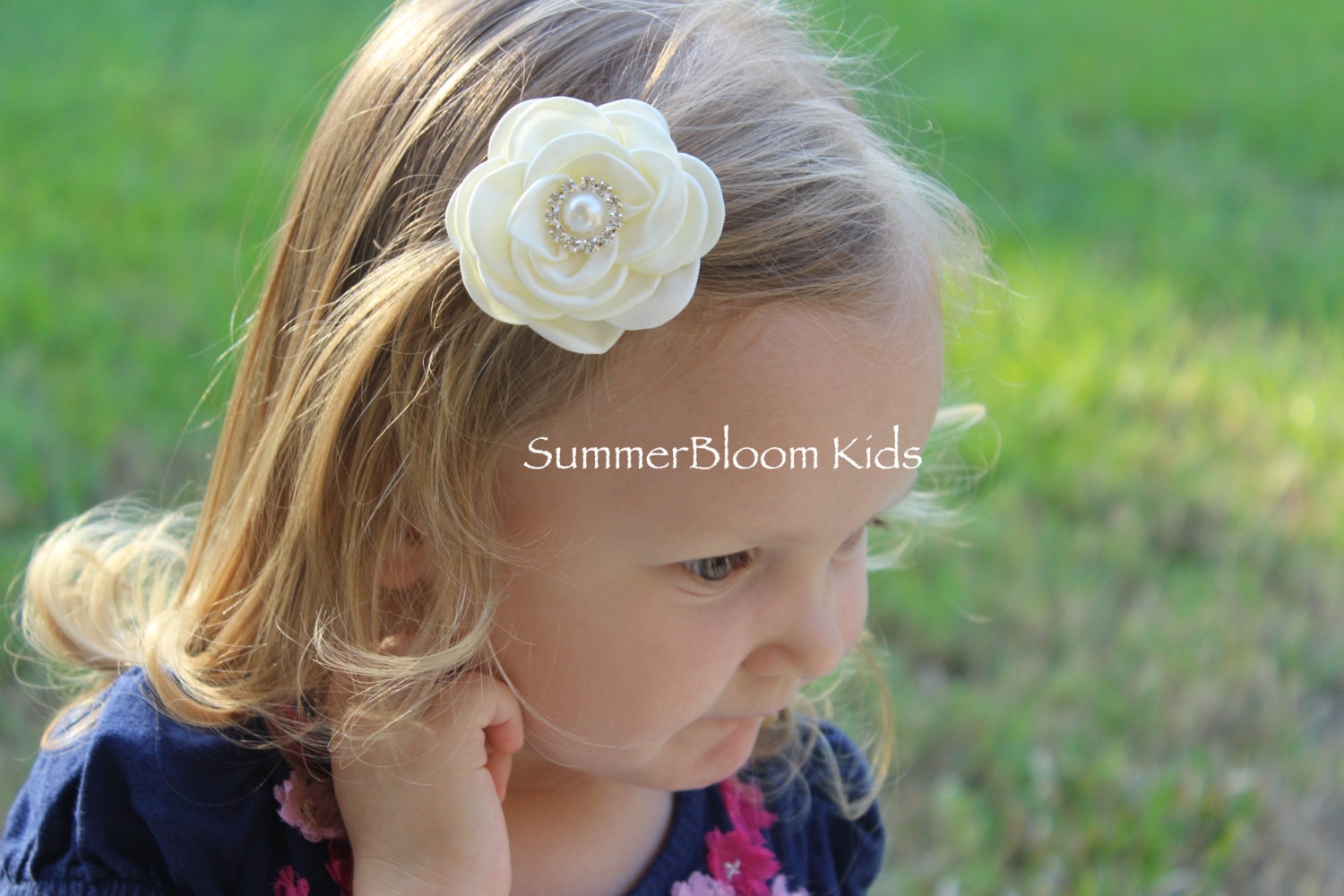 Ivory hair clips ivory hair bows ivory flower girl hair