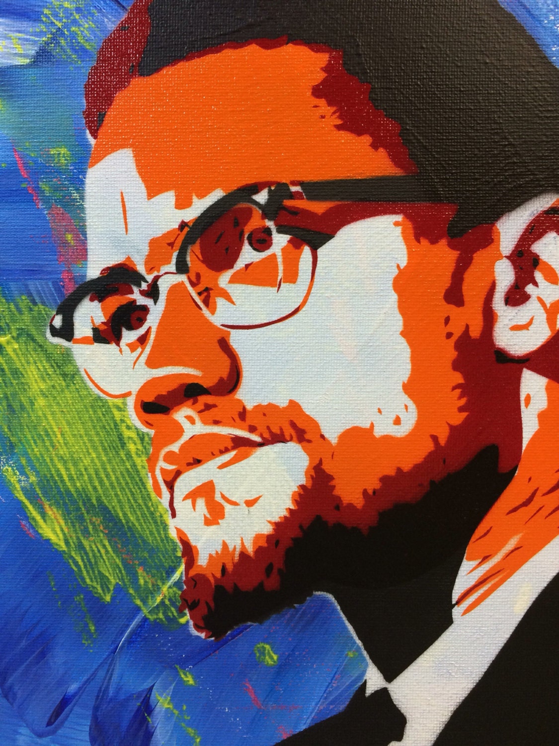 Malcolm X Ready to Hang Art on Stretched Canvas by PlanetGiggles