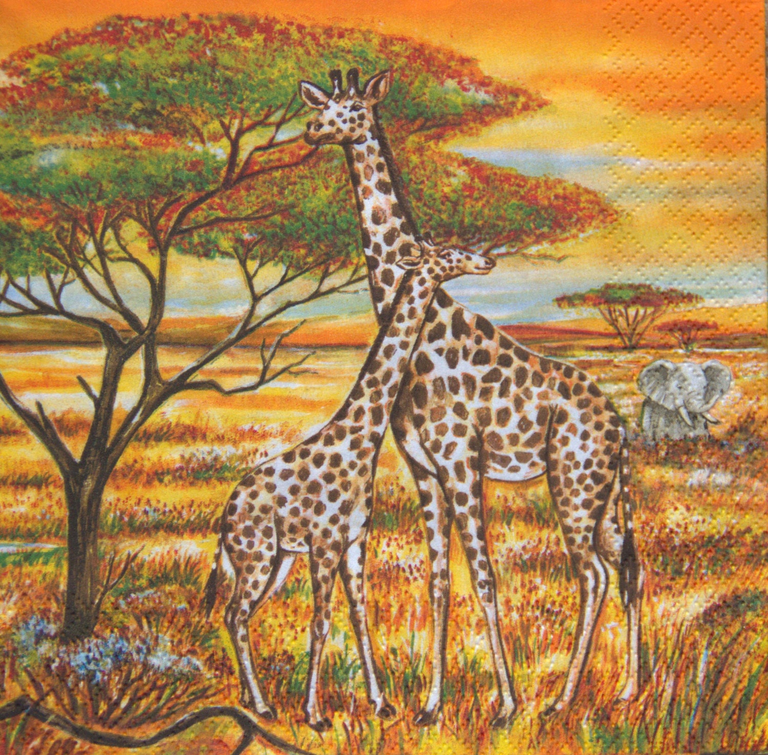 African paper napkins serviettes No 45. Two giraffes. Ideal for