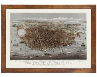 San Francisco, CA 1878 Bird's Eye View; 24x36 Print from a Vintage Lithograph
