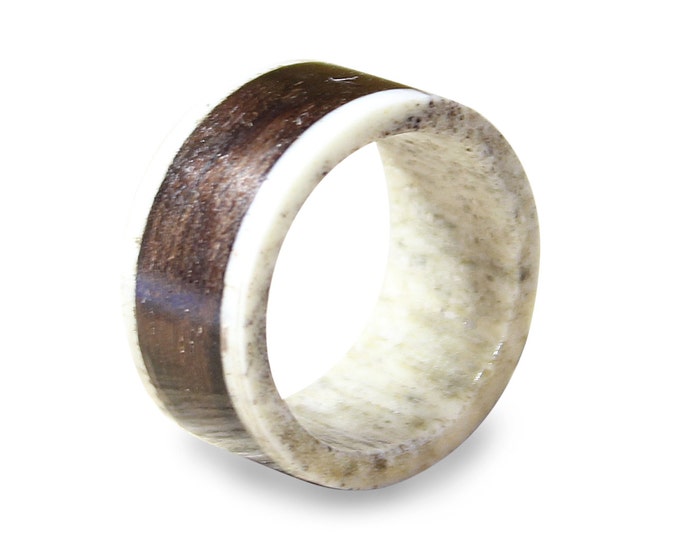 Antler men ring ebony wood ring unisex ring