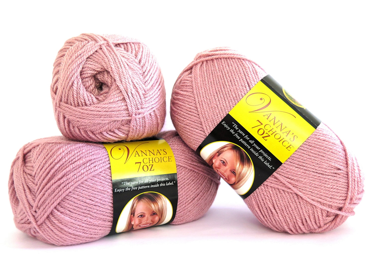 3 Pink Vanna's Choice Yarn 7 oz Dusty Rose Lion Brand