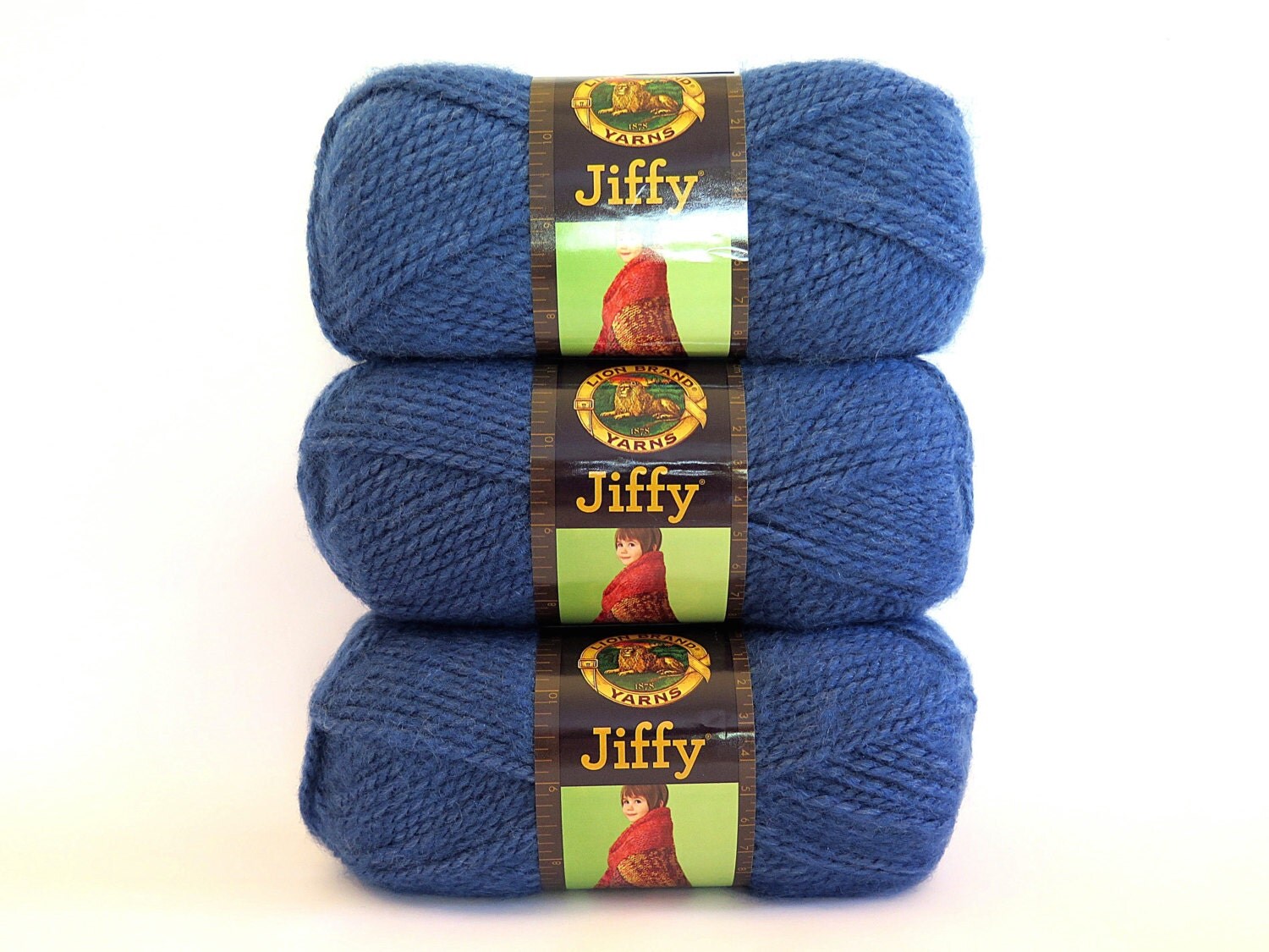 3 Blue Denim Jiffy Yarn Lion Brand Mohair Look Craft Supplies